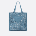 RAFFIA BAG WITH WOVEN LOGO IN BLUE